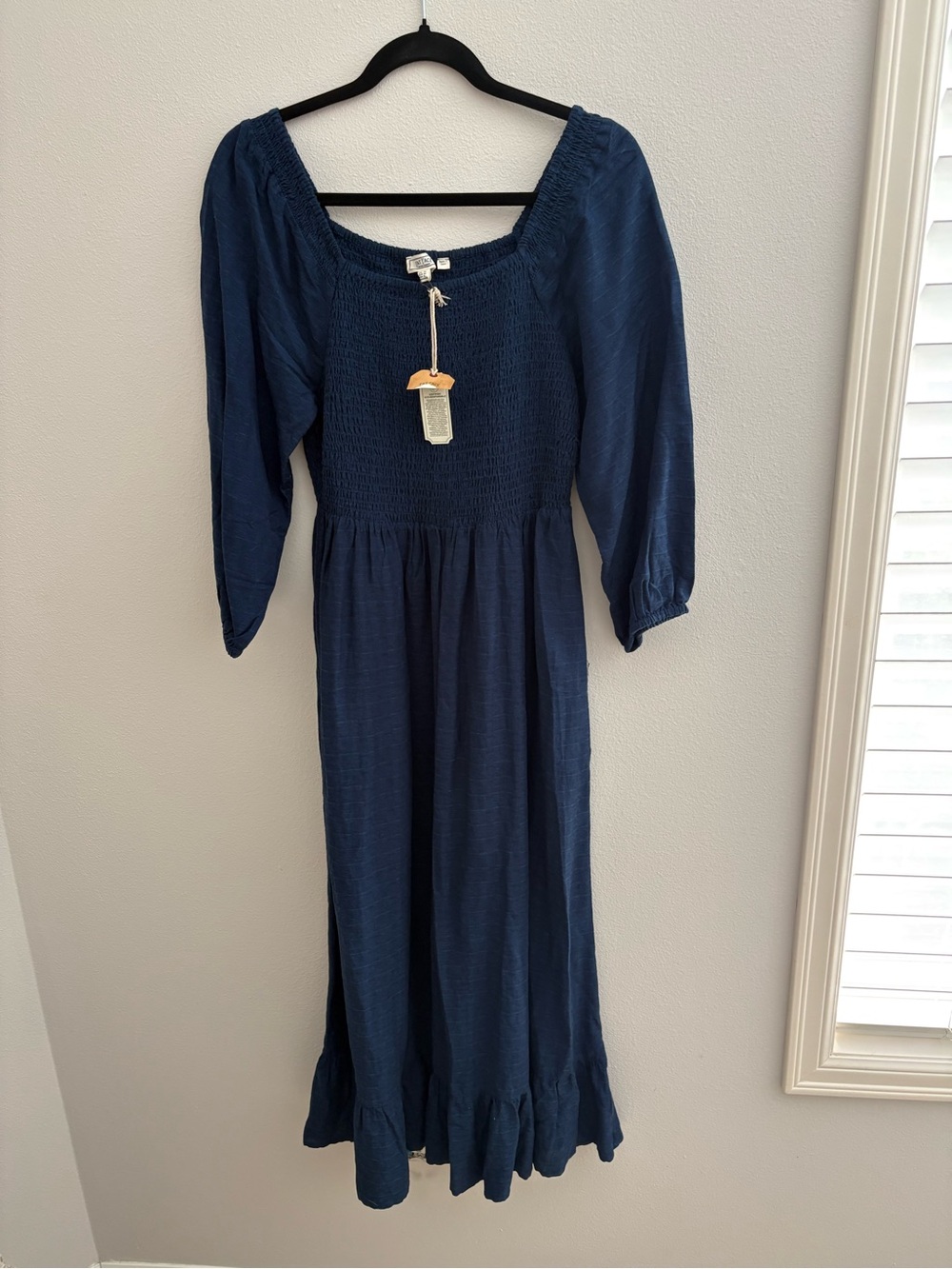 Fat Face Navy Smocked Maxi Dress